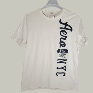 Aeropostale Mens Size XL White Crew Neck Short Sleeves Graphic Tee Shirt NYC